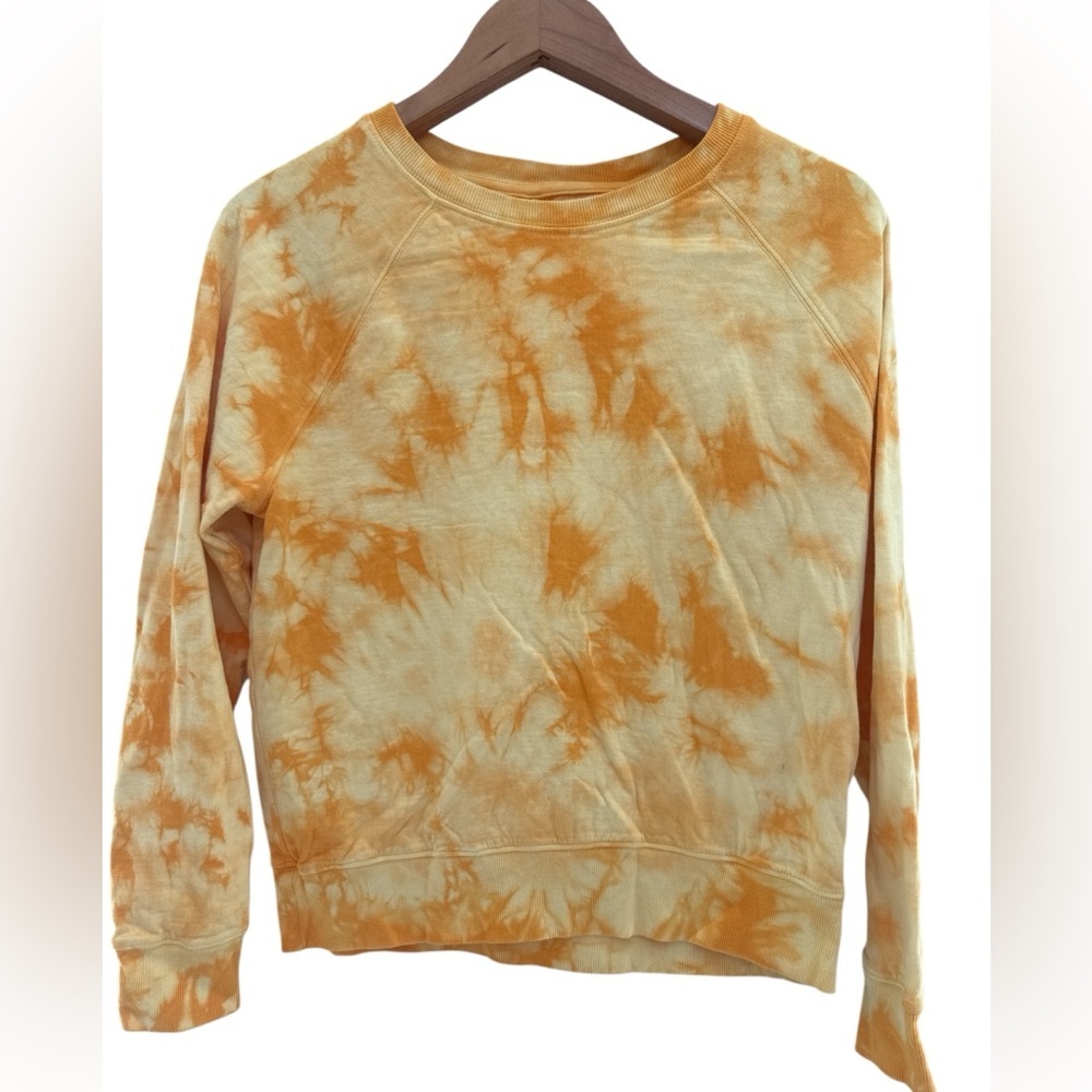 Athleta Sundown Yellow Tie Dye Crew Neck Sweatshirt